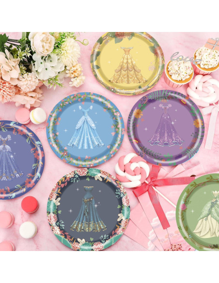 40 Platos de Papel Desechables Daapiishuu 17.78 cm Princesa