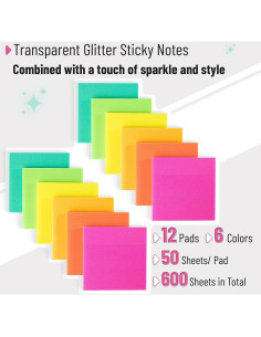 Notas Adhesivas Mr. Pen 3x3 cm, 12 Blocs, 600 Hojas Coloridas 2