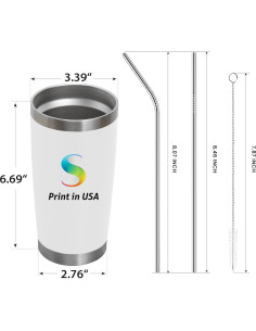Vaso Aislado Doble Pared 20oz Tumzak Personalizado Blanco 2