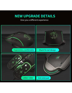 Ratón óptico ergonómico Greshare GS-601 USB 7200 DPI negro 2