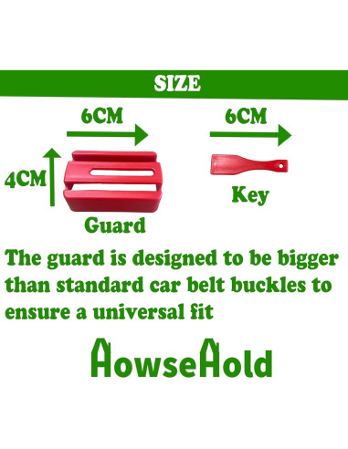 Guardabuckle de Cinturón de Seguridad HowseHold 2 Piezas Rojo