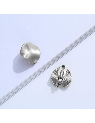 Pendientes de Clip Martillados de Oro y Plata para Mujeres