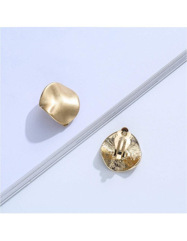 Pendientes de Clip Martillados de Oro y Plata para Mujeres