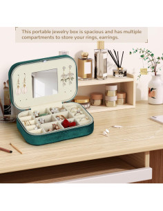 Caja de Joyería Portátil LOVSTORAGE Verde 16x11.4x5.1 cm 2