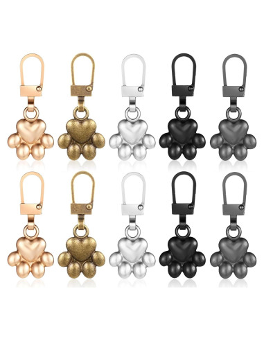 10 Tiradores de Cremallera Decorativos Oruola Patita de Perro