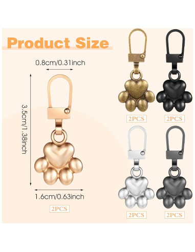 10 Tiradores de Cremallera Decorativos Oruola Patita de Perro