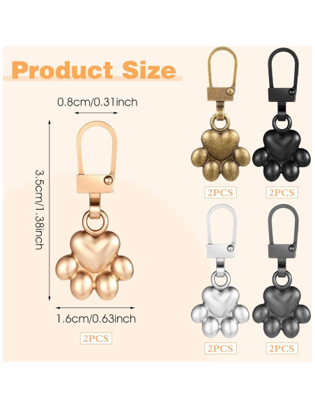 10 Tiradores de Cremallera Decorativos Oruola Patita de Perro