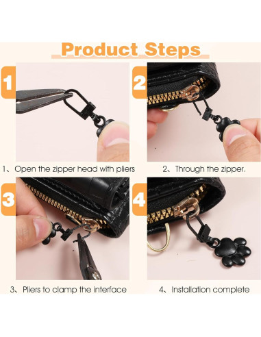 10 Tiradores de Cremallera Decorativos Oruola Patita de Perro