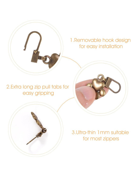 10 Tiradores de Cremallera Decorativos Oruola Patita de Perro