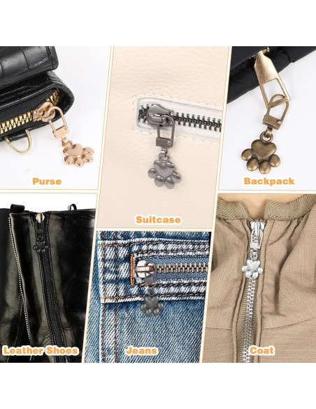 10 Tiradores de Cremallera Decorativos Oruola Patita de Perro