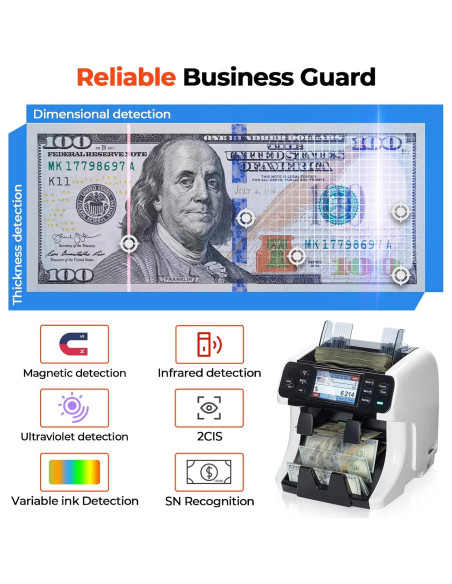 Contadora de Dinero MUNBYN IMC40 2 Bolsillos Pantalla Táctil