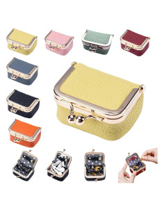 Caja de Joyería Mini de Cuero Genuino Amarillo Compacta