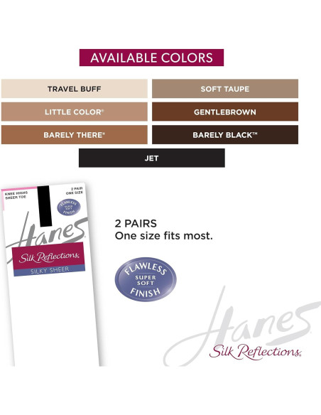 Medias de Rodilla Transparentes Hanes Silk Reflections