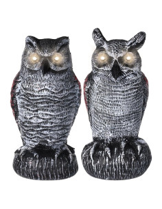 Disuasores de Aves Qualirey 2 Pcs Búho Falso con Luz
