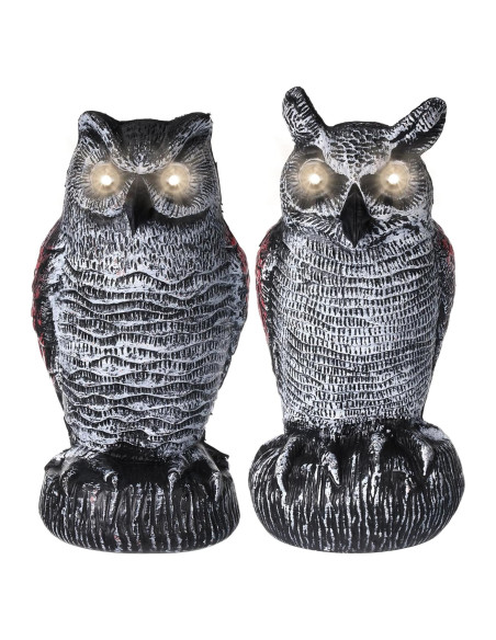 Disuasores de Aves Qualirey 2 Pcs Búho Falso con Luz