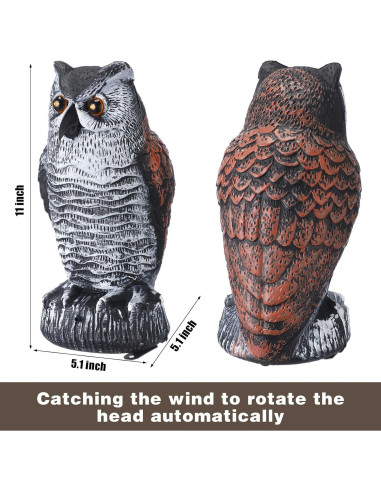 Disuasores de Aves Qualirey 2 Pcs Búho Falso con Luz