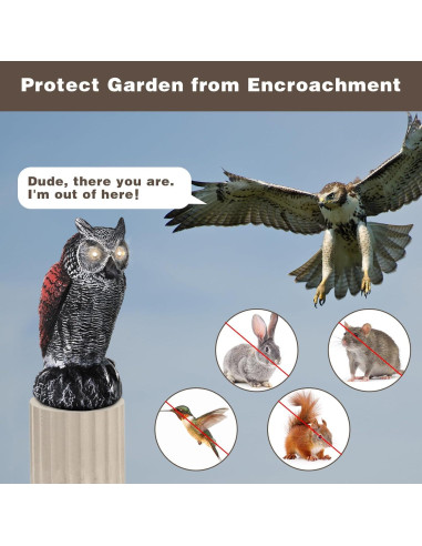 Disuasores de Aves Qualirey 2 Pcs Búho Falso con Luz