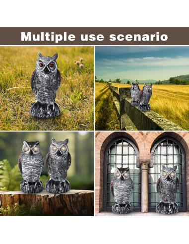 Disuasores de Aves Qualirey 2 Pcs Búho Falso con Luz