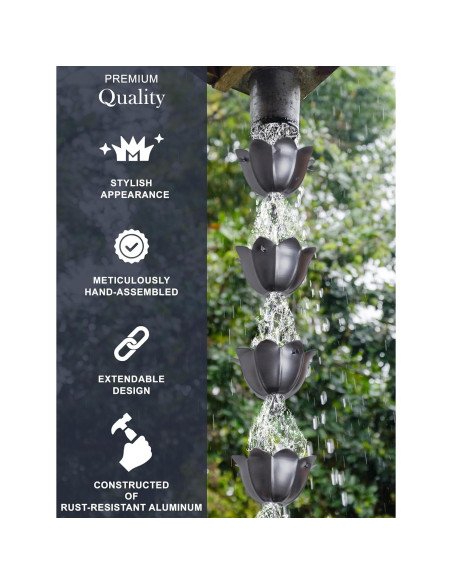 Cadena de Lluvia de Loto Monarch 2.6 m Aluminio Pewter