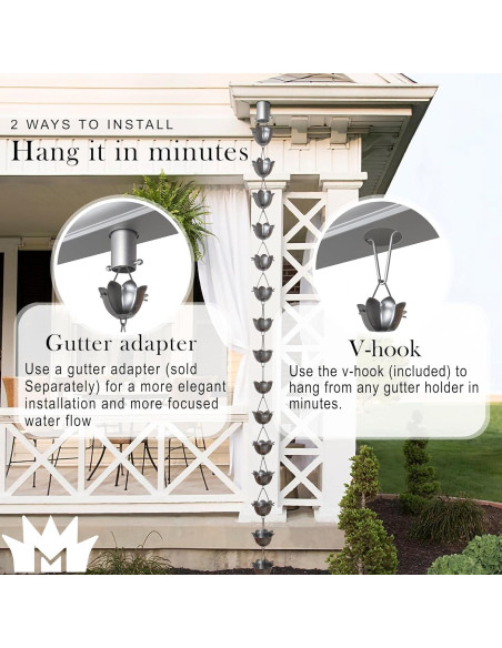 Cadena de Lluvia de Loto Monarch 2.6 m Aluminio Pewter