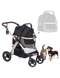 Carrito de Lujo para Mascotas HPZ Pet Rover Prime 3 en 1 - Negro