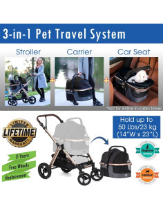 Carrito de Lujo para Mascotas HPZ Pet Rover Prime 3 en 1 - Negro 2