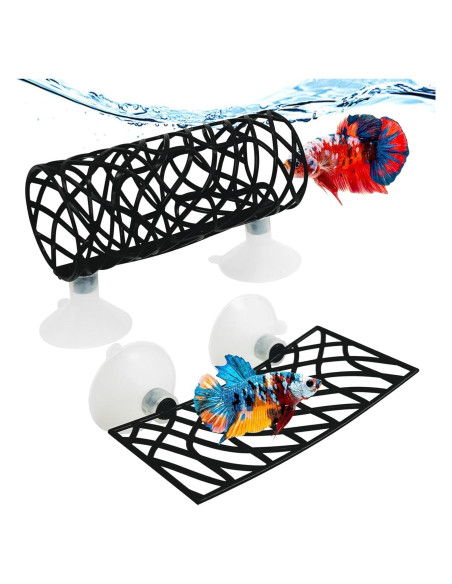 Escondite y Hamaca para Peces Betta Hamiledyi Negro 10x7cm