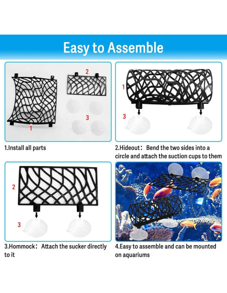 Escondite y Hamaca para Peces Betta Hamiledyi Negro 10x7cm