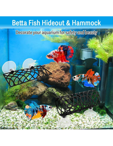 Escondite y Hamaca para Peces Betta Hamiledyi Negro 10x7cm