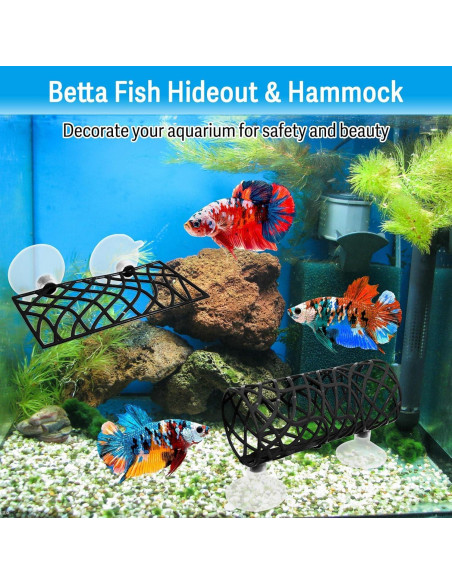 Escondite y Hamaca para Peces Betta Hamiledyi Negro 10x7cm