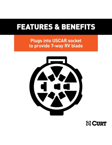 Conector de cuchilla RV 7 vías CURT 55415 para socket USCAR