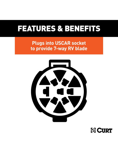 Conector de cuchilla RV 7 vías CURT 55415 para socket USCAR
