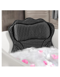 Almohada de Baño Ergonómica Silkena Negra con Ventosas