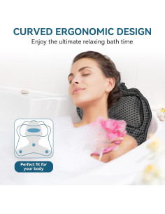 Almohada de Baño Ergonómica Silkena Negra con Ventosas 2