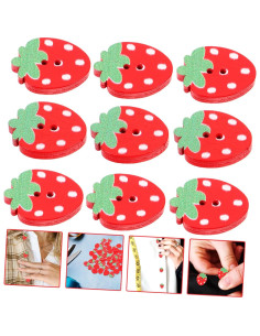 Botones de Madera de Fresa COHEALI - 50pcs 2 Agujeros para DIY 2