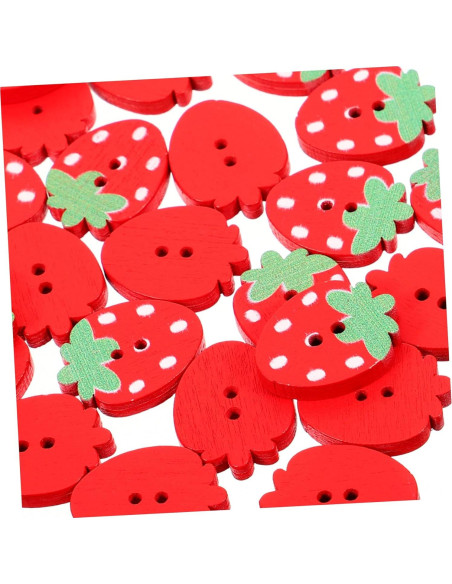 Botones de Madera de Fresa COHEALI - 50pcs 2 Agujeros para DIY