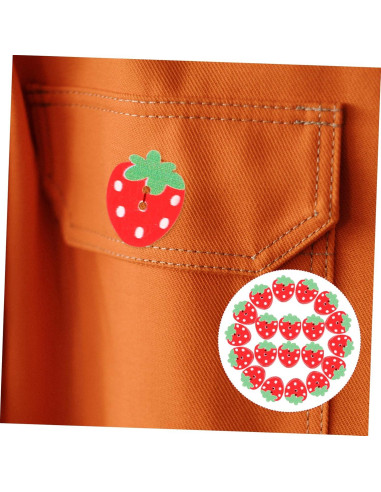 Botones de Madera de Fresa COHEALI - 50pcs 2 Agujeros para DIY