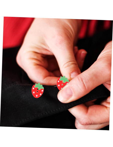 Botones de Madera de Fresa COHEALI - 50pcs 2 Agujeros para DIY