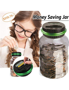 Tarro de Dinero Digital Contador Lelwoy Verde 1.8L LCD 2