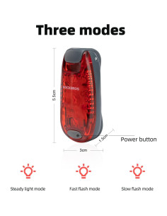 Luz Trasera LED Rockbros para Bicicleta - 3 Modos Impermeable 2
