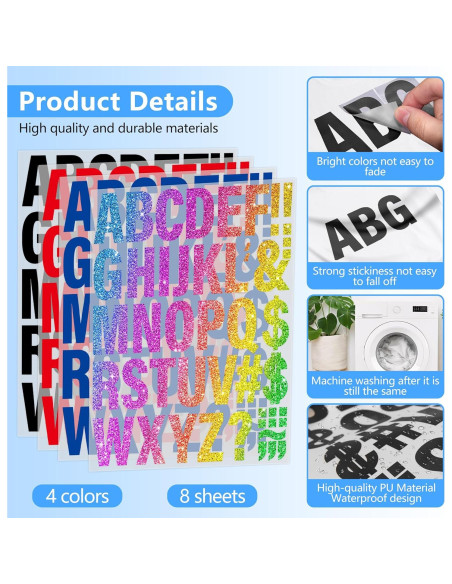 Letras Termoadhesivas LUHIMO 352 Piezas 2 Pulgadas Coloridas