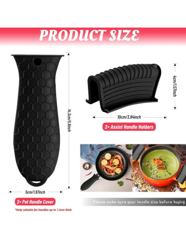 Paquete de 4 fundas de silicona Dazzhues para mangos de sartenes