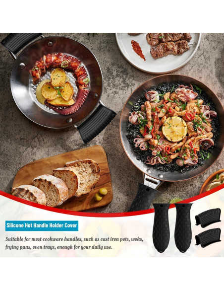 Paquete de 4 fundas de silicona Dazzhues para mangos de sartenes