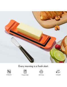 Tazón para Mantequilla Hermético IKOCO Naranja 23x7cm 2