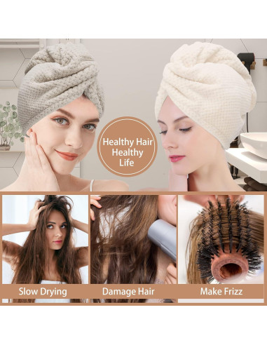 Toalla de Microfibra para Cabello CZZXI 3 Pcs Antifrizz