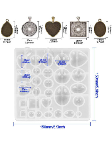 Kit de Joyería de Resina HOMEIDOL 31 Piezas con Moldes