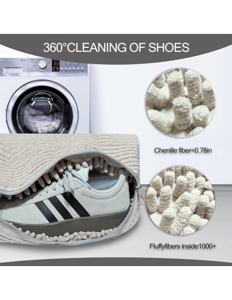 Bolsa de Lavado de Zapatos Reutilizable BERHW 2 Piezas Chenille Bolsa de Lavado de Zapatos Reutilizable BERHW 2 Piezas Chenille