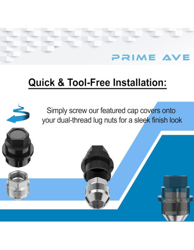 Cubiertas de Tapas de Tuercas de Rueda Negras Prime Ave - 6 Piezas