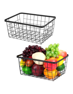 Cestas de Alambre de Metal Aeggplant 2 Paquete Negro 28.5x22x12cm