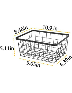 Cestas de Alambre de Metal Aeggplant 2 Paquete Negro 28.5x22x12cm 2